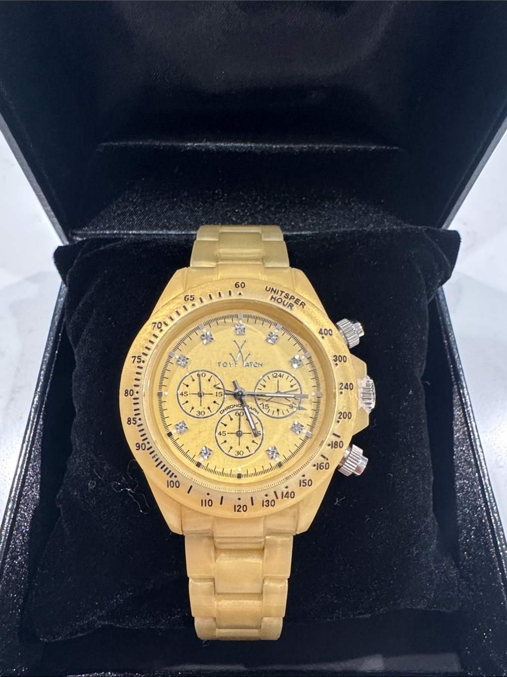 Toy Watch Gold Tone Chronograph Watch With Diamond Markers